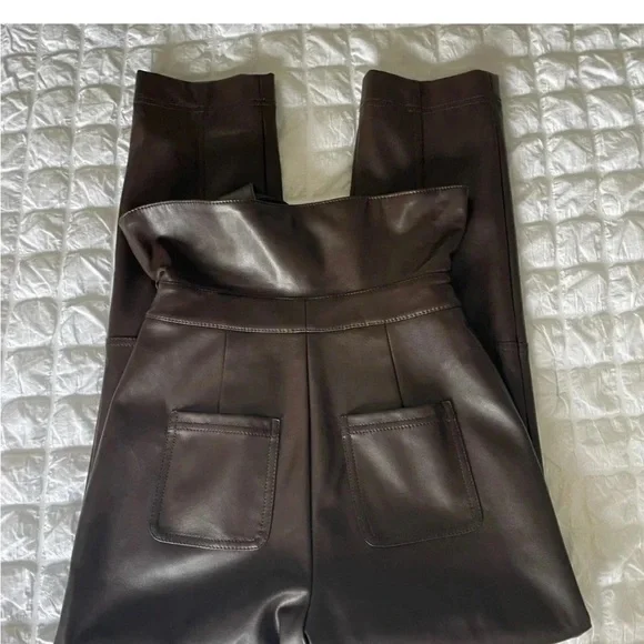 Jonathan Simkhai Tessa faux leather pants in dark mocha brown - Picture 9 of 13